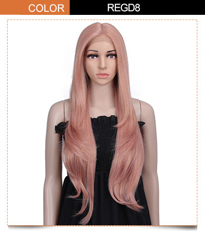 Cida丨Synthetic 6" Middle Part Lace Front Wigs丨31 Inch long straight Rose Pink Wig